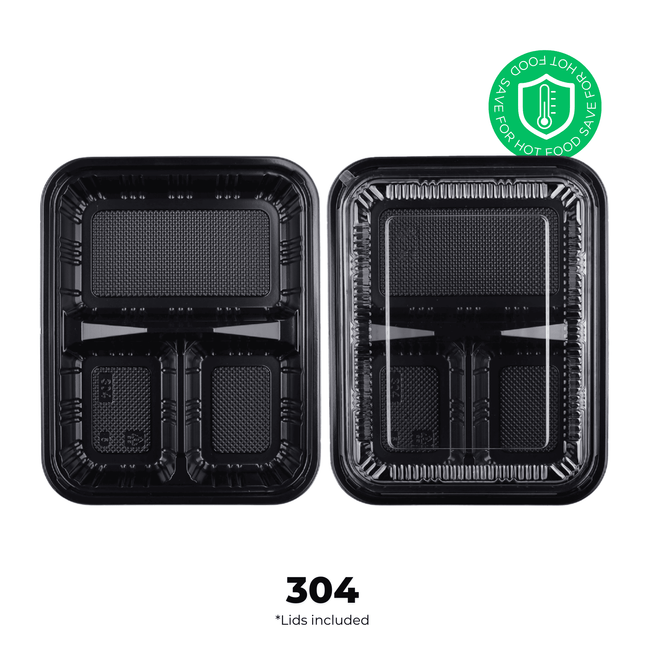 [PP] 304 Black Japanese Bento Box 252 SET ( 42 * 6 ) [SAFE FOR HOT FOOD]