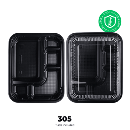 [PP] 305 Black Japanese Bento Box 252 SET ( 42 * 6 ) [SAFE FOR HOT FOOD]