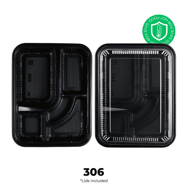 [PP] 306 Black Japanese Bento Box 200 SET ( 25 * 8 ) [SAFE FOR HOT FOOD]