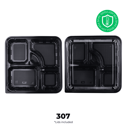 [PP] 307 Black Japanese Bento Box 100 SET ( 25 * 4 ) [SAFE FOR HOT FOOD]