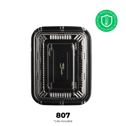 [PP] 807 Black With Design Lunch Box 550 SET ( 55 * 10 ) [SAFE FOR HOT FOOD]