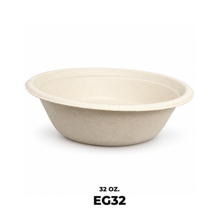 Compostable Sugarcane / Bagasse EG 32oz Bowl 500pcs/Case