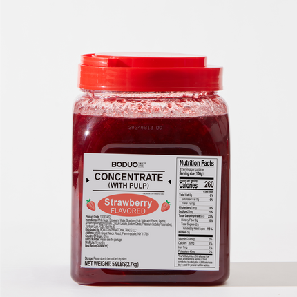 [BODUO] Strawberry Flavored Concentrate(with Pulp) [5.9 lbs / Bucket x 6 Buckets / Case]
