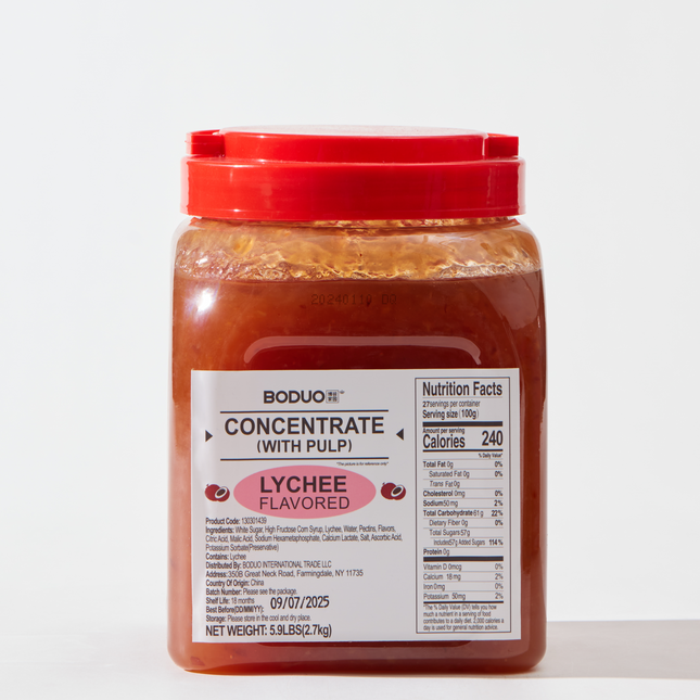 [BODUO] [MINI] Lychee Flavored Concentrate with Pulp - One Bucket [5.9 lbs]
