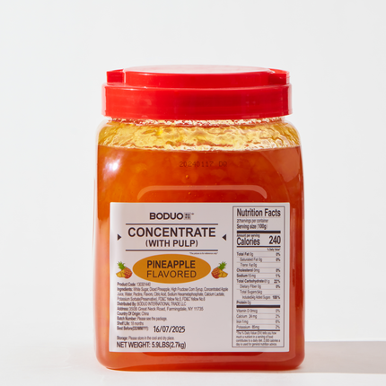 [BODUO] Pineapple Flavored Concentrate(with Pulp) [5.9 lbs / Bucket x 6 Buckets / Case]