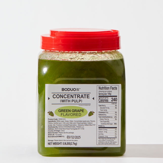 [BODUO] [MINI] Green Grape Flavored Concentrate with Pulp - One Bucket [5.9 lbs]