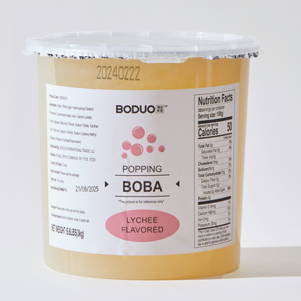 [BODUO] [MINI] Lychee Flavored Popping Boba - One Bucket [6.6 lbs]