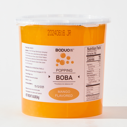 [BODUO] [MINI] Mango Flavored Popping Boba - One Bucket [6.6 lbs]