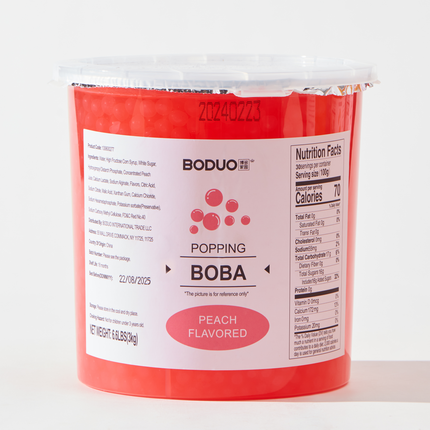 [BODUO] [MINI] Peach Flavored Popping Boba - One Bucket [6.6 lbs]