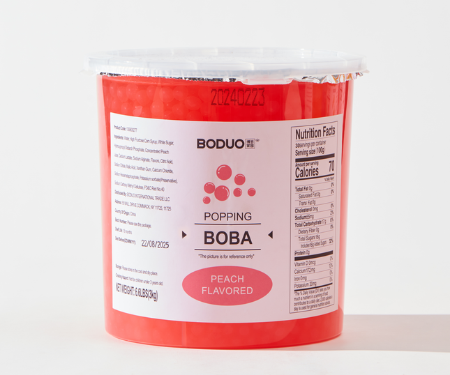 [BODUO] [MINI] Peach Flavored Popping Boba - One Bucket [6.6 lbs]