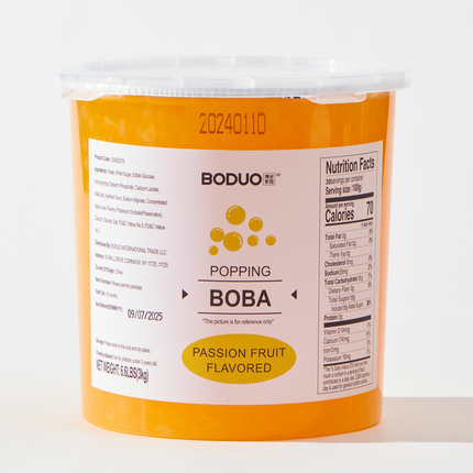 [BODUO] [MINI] Passion Fruit Flavored Popping Boba - One Bucket [6.6 lbs]