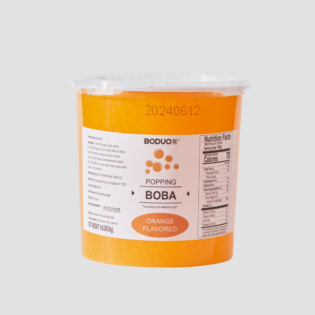 [BODUO] [MINI] Orange Flavored Popping Boba - One Bucket [6.6 lbs]