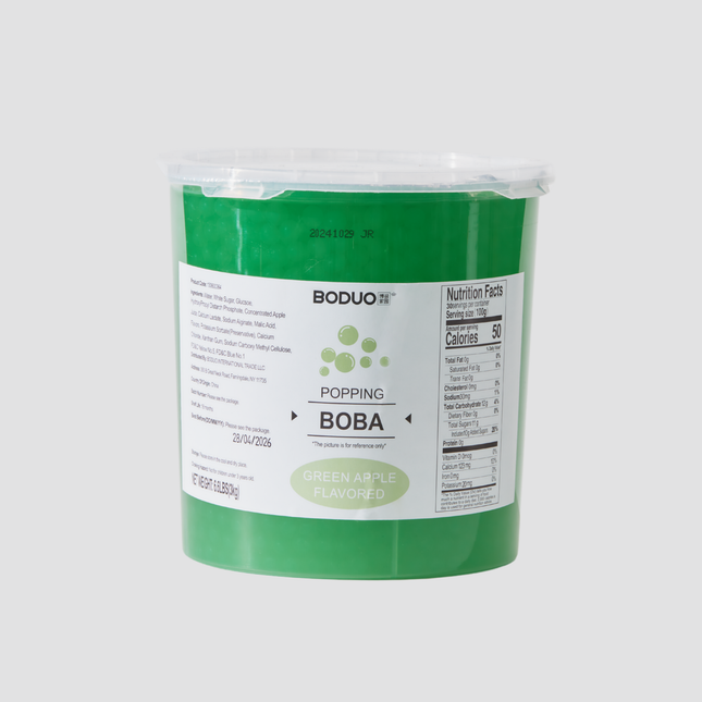 [BODUO] [MINI] Green Apple Flavored Popping Boba - One Bucket [6.6 lbs]