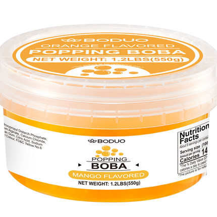 [BODUO] [MINI] Mango Flavored Popping Boba 550g - One Bucket [1.2 lbs]