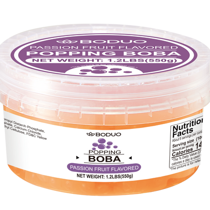 [BODUO] [MINI] Passion Fruit Flavored Popping Boba 550g - One Bucket [1.2 lbs]