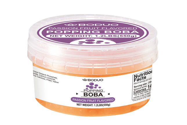 [BODUO] [MINI] Passion Fruit Flavored Popping Boba 550g - One Bucket [1.2 lbs]