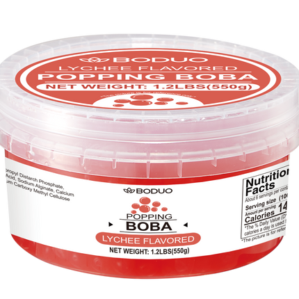 [BODUO] [MINI] Lychee Flavored Popping Boba 550g - One Bucket [1.2 lbs]