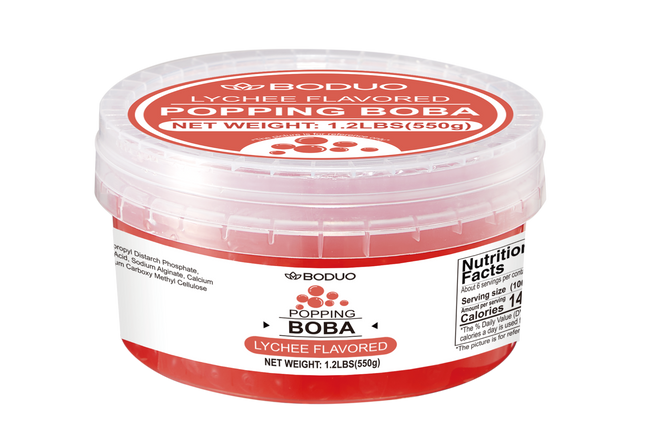 [BODUO] [MINI] Lychee Flavored Popping Boba 550g - One Bucket [1.2 lbs]