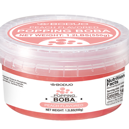 [BODUO] [MINI] Peach Flavored Popping Boba 550g - One Bucket [1.2 lbs]