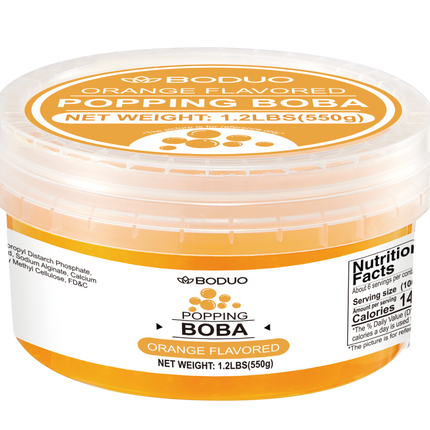 [BODUO] [MINI] Orange Flavored Popping Boba 550g - One Bucket [1.2 lbs]