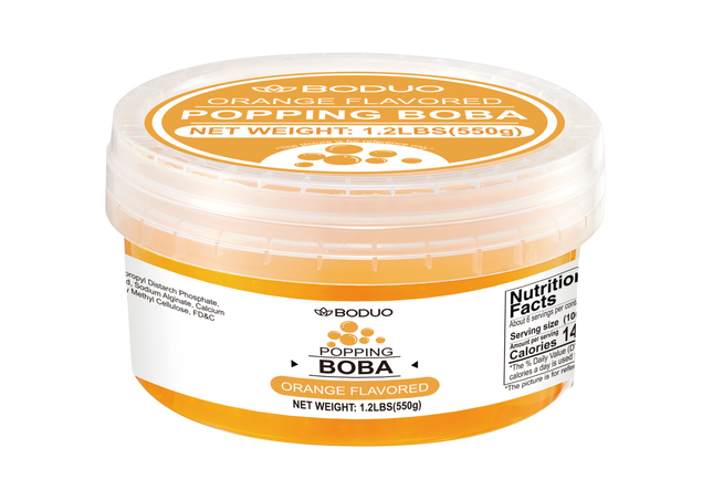 [BODUO] [MINI] Orange Flavored Popping Boba 550g - One Bucket [1.2 lbs]