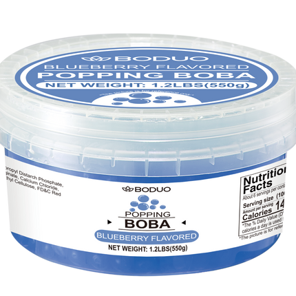 [BODUO] [MINI] Blueberry Flavored Popping Boba 550g - One Bucket [1.2 lbs]