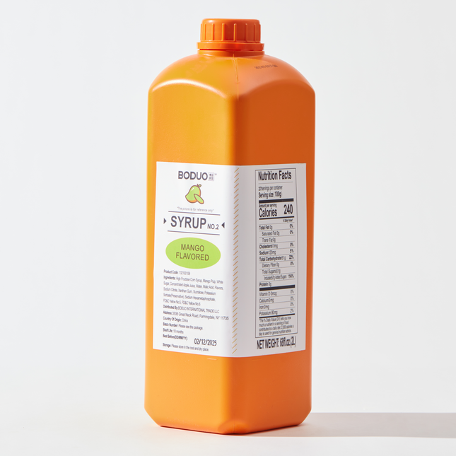 [BODUO] Mango Flavored Syrup NO.2 [68 fl.oz. / Bottle x 8 Bottles / Case]