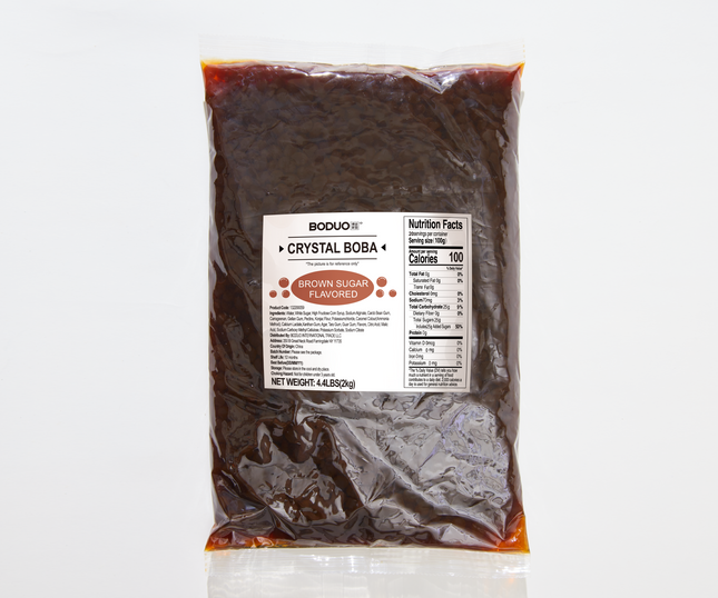 [BODUO] Brown Sugar Flavored Crystall Boba [4.4 lbs / Bag x 10 Bags / Case]