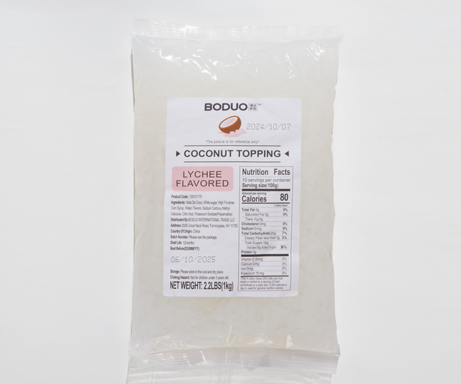 [BODUO] [MINI] Lychee Flavored Coconut Topping - One Bag [2.2 lbs]