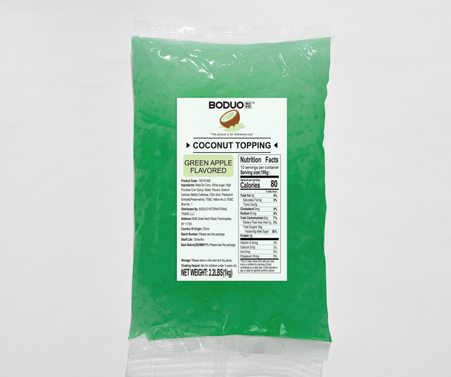 [BODUO] [MINI] Green Apple Flavored Coconut Topping - One Bag [2.2 lbs]