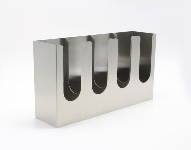 Horizontal Four-Compartment Steel Cup Holder (Coffee Cup and Lid Storage)