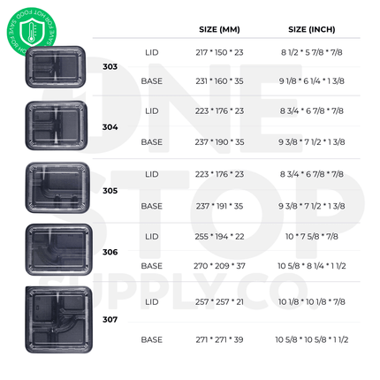 [PP] 305 Black Japanese Bento Box 252 SET ( 42 * 6 ) [SAFE FOR HOT FOOD]