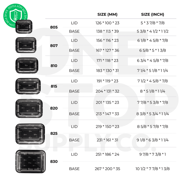 [PP] 805 Black With Design Lunch Box 600 SET ( 50 * 12 ) [SAFE FOR HOT FOOD]
