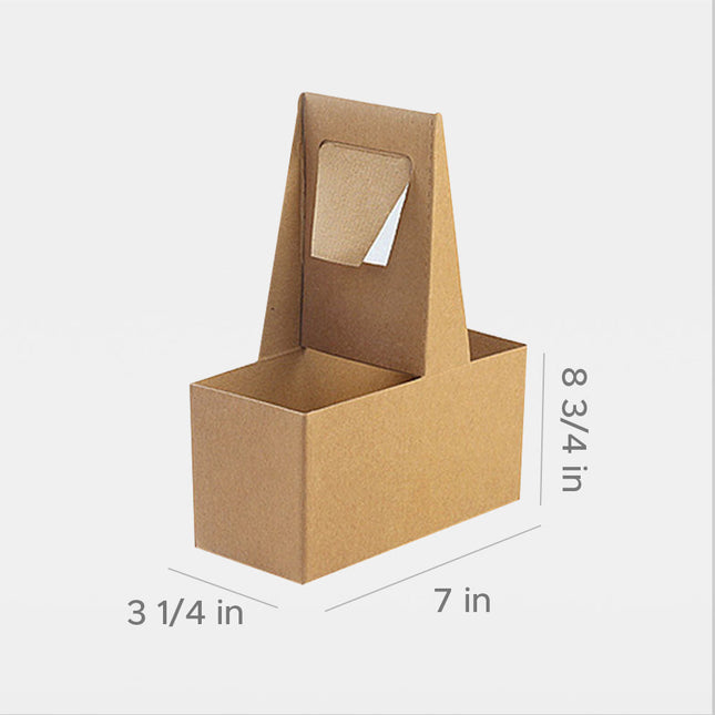 [Customize] Corrugated Cardboard Two Cup Carrier Holder 7” X 3 1/4 X 8 3/4” 200pcs/Case