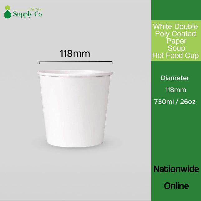 Diameter 118-730ml / 26oz Double Poly Coated Paper Soup / Hot Food Cup 500pcs/Case
