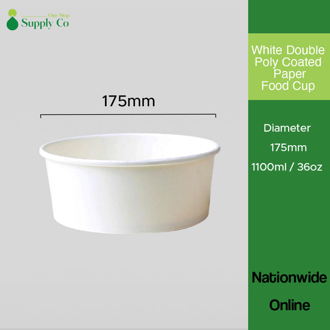 Diameter 175mm-1100ml / 36oz Double Poly Coated Paper Food Cup 300pcs/Case