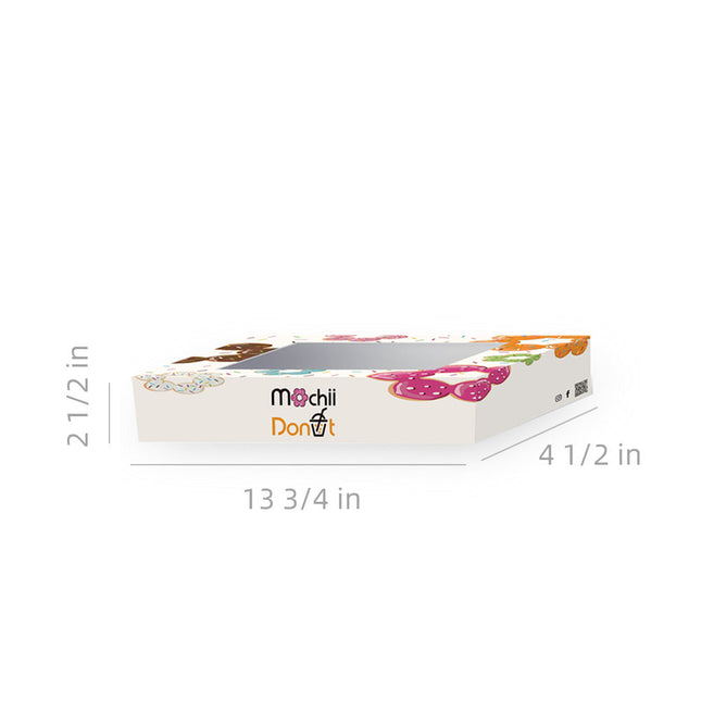 [定制包裝] 白卡紙全彩印刷麻糬盒（3個裝），帶PE窗: 13 3/4” X 4 1/2” X 2 1/2”