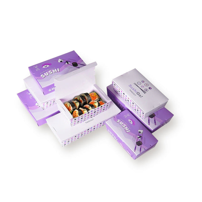 [Customize] White Cardboard Full Color Printing Sushi Box 6 1/4” X 4” X 1 3/4” 400pcs/Case