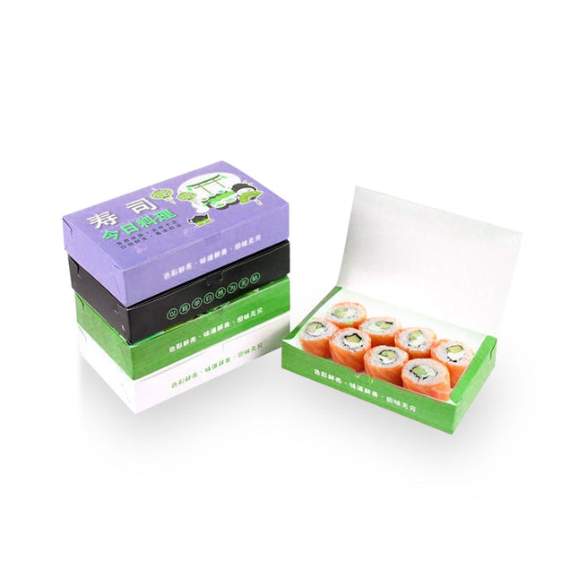 [Customize] White Cardboard Full Color Printing Sushi Box 7 7/8” X 4 3/4” X 1 3/4” 400pcs/Case
