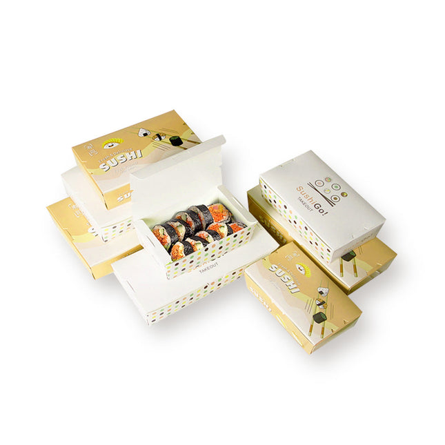 [定制包裝] 白卡紙全彩印刷壽司盒 6 5/8" X 4 3/4" X 1 3/4" 400件/箱