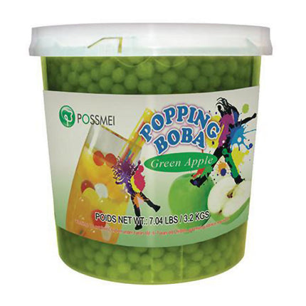 [POSSMEI] Green Apple Popping Boba 7.04 lbs / Bottle x 4 Bottles / Case
