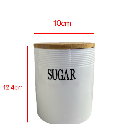 Ceramic Seasoning Jar With Wood Lid Kitchen Supplies Tank Pepper Pot Sugar Pot Salt Tank Set