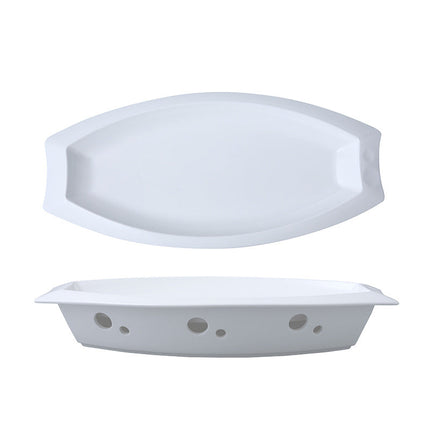 Ceramic Fish Plate Hot Dish Plate Come With Candle Warmer For Restaurant Hotel