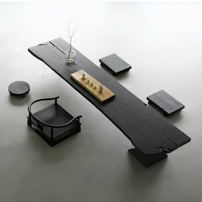 Wabi Sabi Solid Wood Style Black Table With Acrylic Teahouse Table Coffee Table Tea Table
