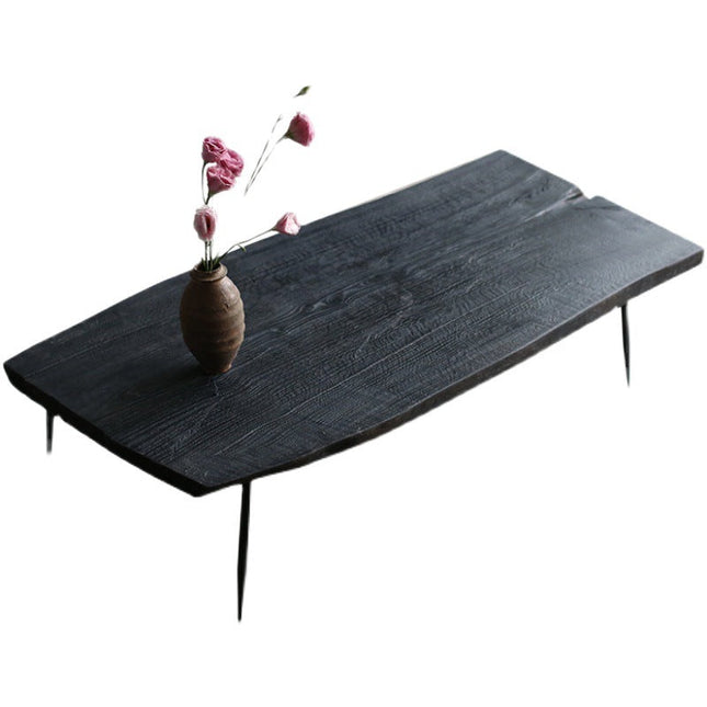 Japanese Wabi Sabi Style Black Solid Wood Coffee Table Tea Table For Living Room Terrace