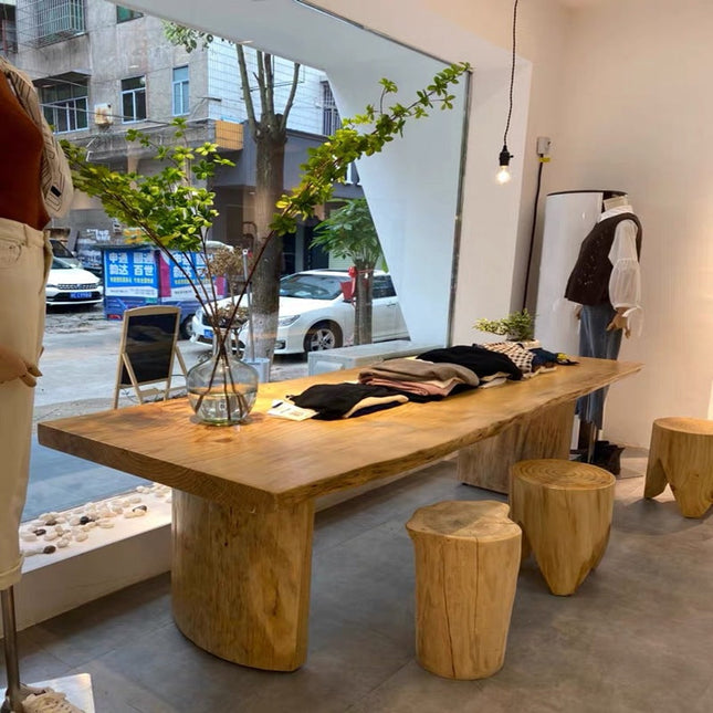 Nordic Solid Wood Large Board Tea Table Island Table Log Display Table