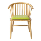 Wood Color Chair With Green Cushion