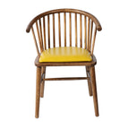 Walnut Brown Color Chair With Yellow Cushion