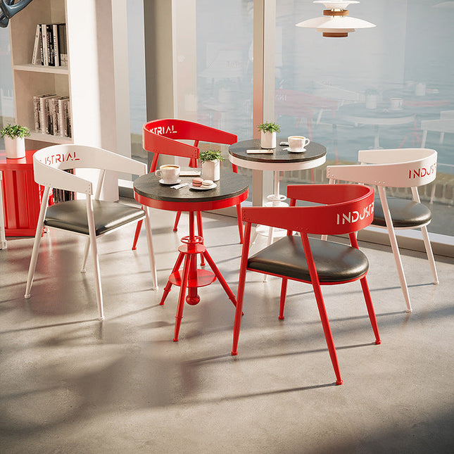 Loft Style Casual Red Metal Table Set Adjustable
