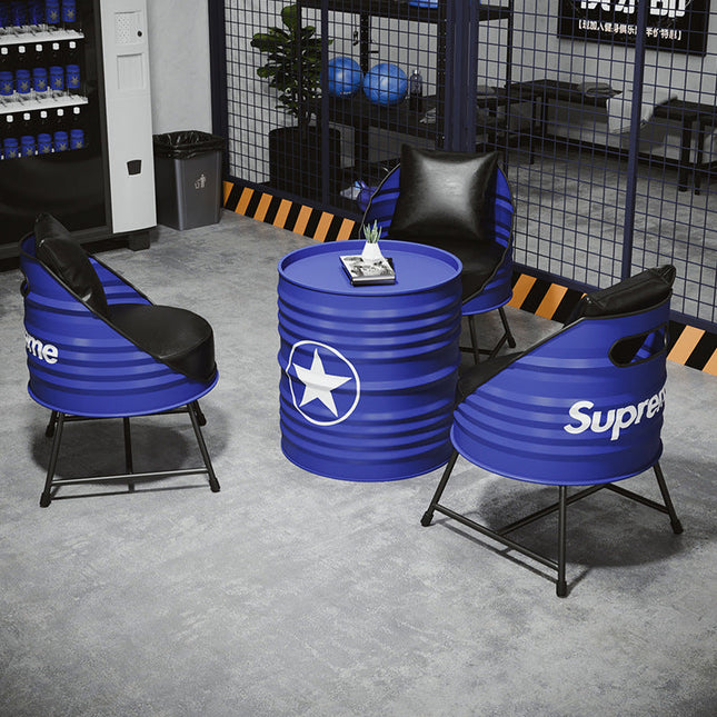 Loft Style Creative Blue Metal Table Set Paint Bucket